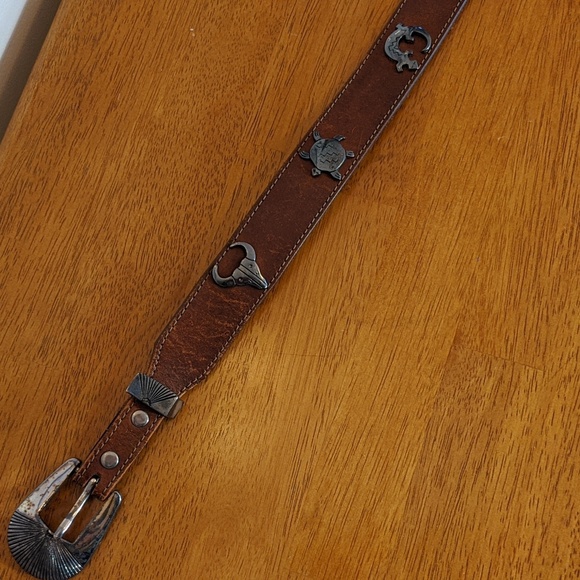 Southwest Silver Creek Leather Native American Totem Belt - Picture 1 of 7